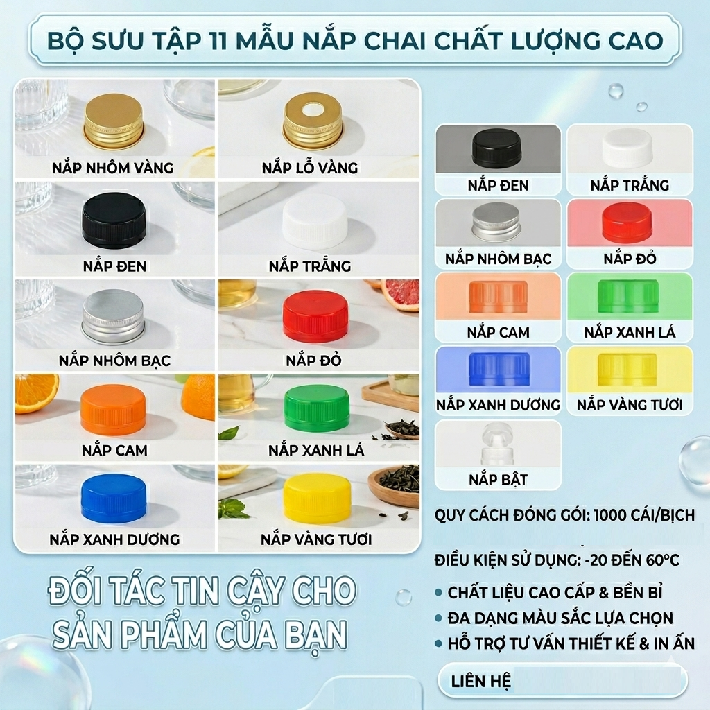 Nắp nhựa/Nắp nhôm nhiều màu sắc